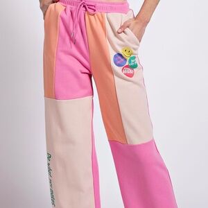 🔥056 New Easel Smilie Color Block Terry Lounge Pant